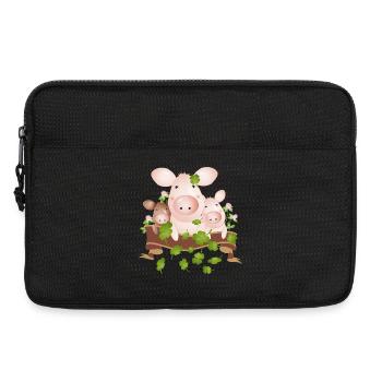 three lucky pigs with four-leaf clovers - Laptop bag 13" - black - Front