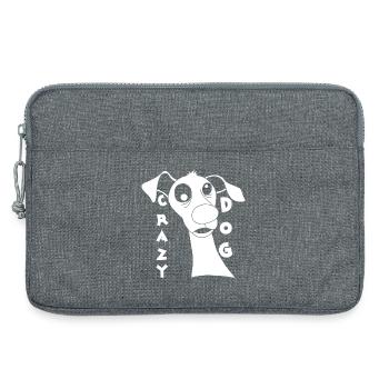 Chien fou en blanc - Sacoche pour ordinateur portable 13 pouces - gris chiné - Devant