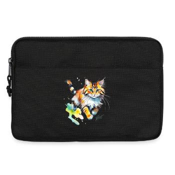 Watercolor cat in splash look - Laptop bag 13" - black - Front