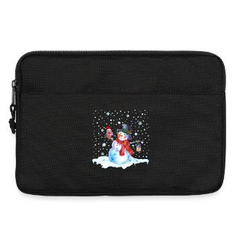 Weihnachten Nostalgie Schneemann mit Eule, Laterne - Laptoptasche 13" - Schwarz - Vorne