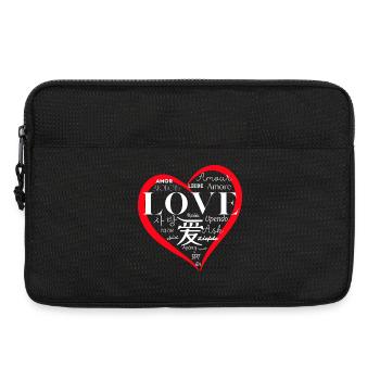 Global Love: Mehrsprachiges Herzdesign - Laptoptasche 13" - Schwarz - Vorne