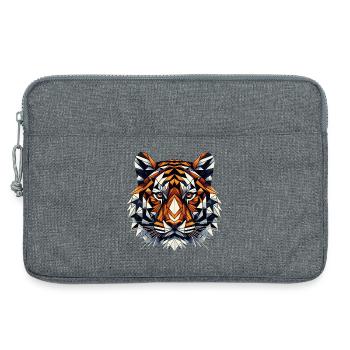 Bunter, geometrischer Tiger Kopf- Polygonen Motiv - Laptoptasche 13" - Grau meliert - Vorne