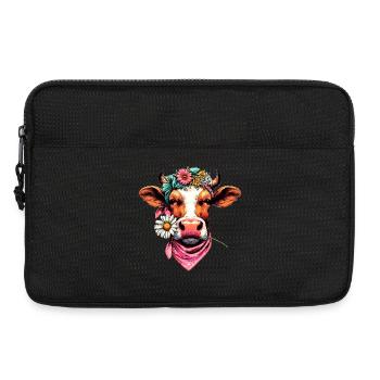 Cow with Flowers - Laptop bag 13" - black - Front