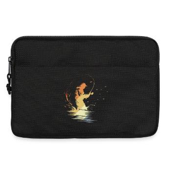 Graphique de pêcheur vintage - Sacoche pour ordinateur portable 13 pouces - noir - Devant