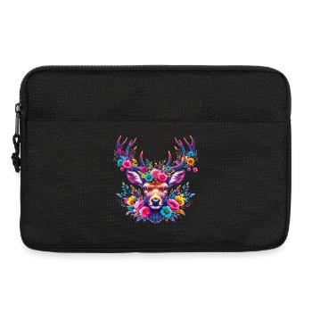 Deer decorated with flower flowers - Laptop bag 13" - black - Front