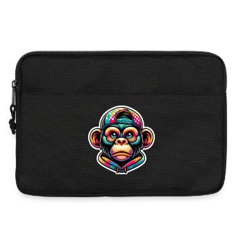 Affe Hoodie Cap bunt - Laptoptasche 13" - Schwarz - Vorne