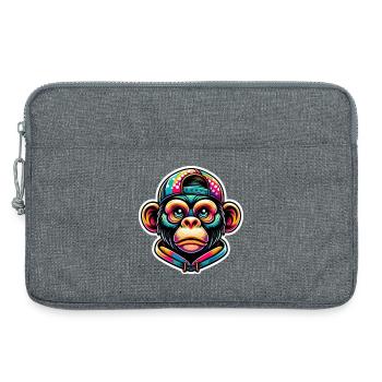 Affe Hoodie Cap bunt - Laptoptasche 13" - Grau meliert - Vorne