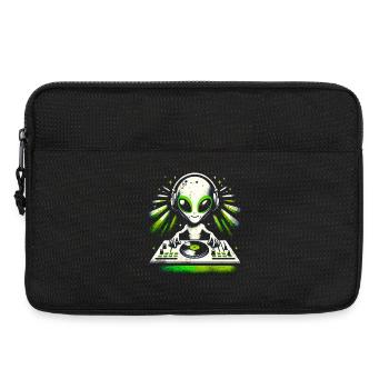 Alien DJ Vibes – Conception de rythmes verts cosmiques - Sacoche pour ordinateur portable 13 pouces - noir - Devant