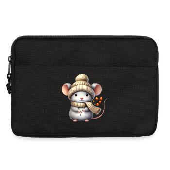 entzückende Maus mit einer warmen Strickmütze - Laptoptasche 13" - Schwarz - Vorne