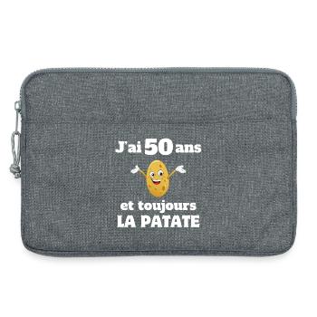 anniversaire, anniversaire 50 ans, cinquantaine - Sacoche pour ordinateur portable 13 pouces - gris chiné - Devant
