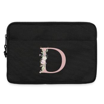 D Monogramm, Floral, personalisierbar - Laptoptasche 13" - Schwarz - Vorne
