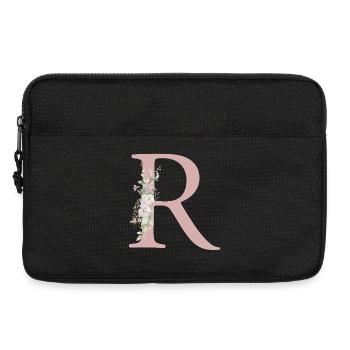 R Monogram, Floral, Personalizable - Laptop bag 13" - black - Front