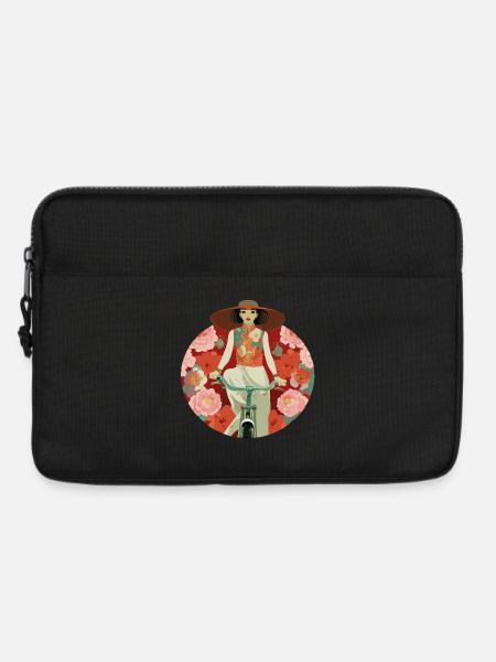 Fahrradfahrerin - Laptoptasche 13" - Schwarz