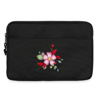 Rose hips and dog rose blossom – nature motif - Laptop bag 13" - black - Front