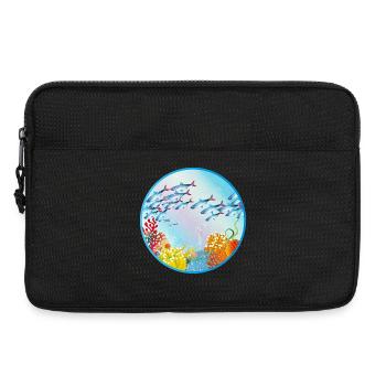 Banceau de poissons colorés dans le récif corallien - Sacoche pour ordinateur portable 13 pouces - noir - Devant