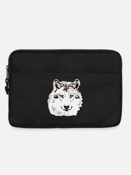Weisser Wolf blaue Augen - Laptoptasche 13" - Schwarz