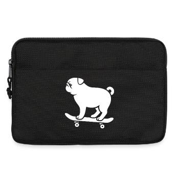 Minimalistischer Mops Skateboarder Katze - Laptoptasche 13" - Schwarz - Vorne
