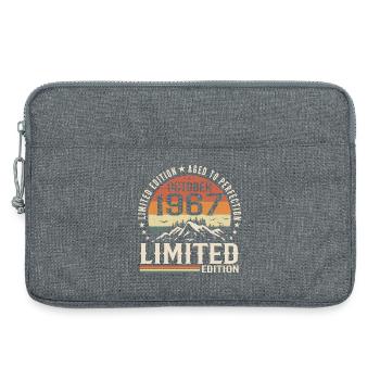 Born in October 1967 - vintage gift October 1967 - Laptop bag 13" - heather grey - Front