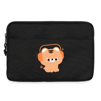 Motif tigre kawaii avec écouteurs - Sacoche pour ordinateur portable 13 pouces - noir - Devant