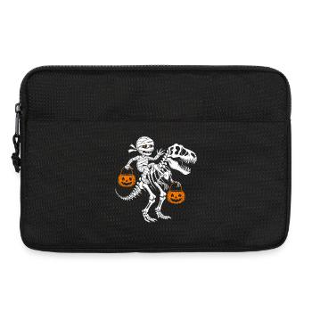 Mumie Skelett mit Halloween Kürbis und Trex Dino - Laptoptasche 13" - Schwarz - Vorne