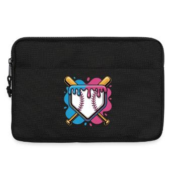 Baseball Home Plate Pink Blau Gekreuzte Schlaeger - Laptoptasche 13" - Schwarz - Vorne
