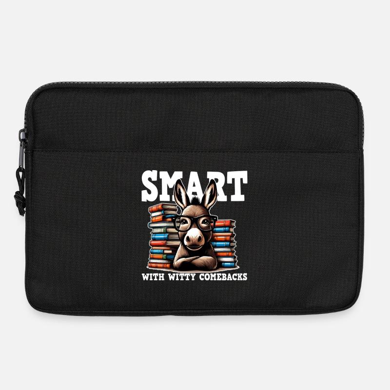 Gelehrter Esel und Stapel Bücher - Laptoptasche 13" - Schwarz