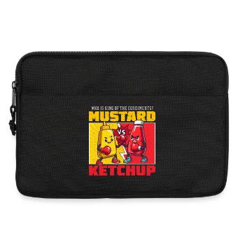 Moutarde contre Ketchup: Duel cartoon - Sacoche pour ordinateur portable 13 pouces - noir - Devant