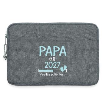 Papa en 2027 Cadeau Futur père - Sacoche pour ordinateur portable 13 pouces - gris chiné - Devant