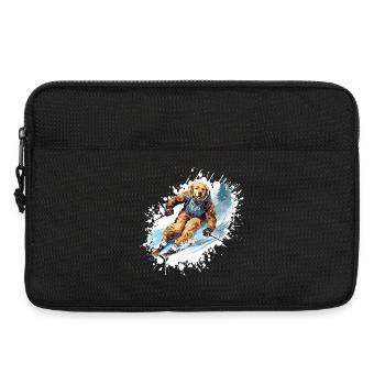 Golden Retriever Hund Ski Skifahren - Laptoptasche 13" - Schwarz - Vorne