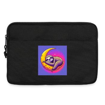 Sloth sleeps on the Moon - Laptop bag 13" - black - Front