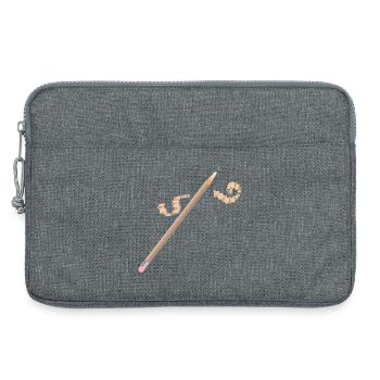 Crayon avec gomme – Motif de dessin créatif - Sacoche pour ordinateur portable 13 pouces - gris chiné - Devant