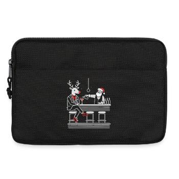 Père Noël barman et renne drôle chemise de Noël - Sacoche pour ordinateur portable 13 pouces - noir - Devant