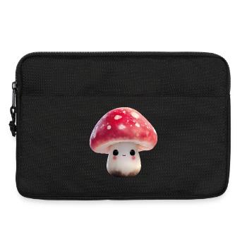 Pilz Kawaii mit Gesicht - Laptoptasche 13" - Schwarz - Vorne