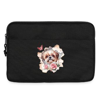 Shih Tzu mit Schmetterling - Laptoptasche 13" - Schwarz - Vorne