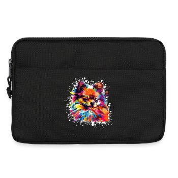 Explosion de couleur Portrait du Poméranian - Sacoche pour ordinateur portable 13 pouces - noir - Devant