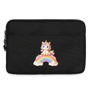 Einhorn Regenbogen Motiv im Marzipan Look - Laptoptasche 13" - Schwarz - Vorne