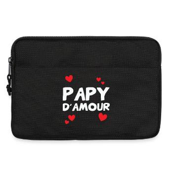 Papy d’amour – famille tendresse humour cadeau - Sacoche pour ordinateur portable 13 pouces - noir - Devant