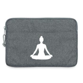 Yoga Silhouetten weiß Meditation  - Laptoptasche 13" - Grau meliert - Vorne