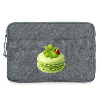 Green macaron with lucky clover - Laptop bag 13" - heather grey - Front