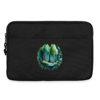 Wald Langbaum Naturmalerei-Druck - Laptoptasche 13" - Schwarz - Vorne