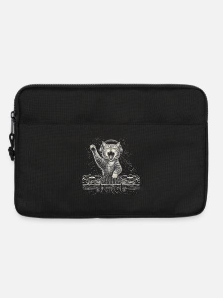 Katze DJ Plattenspieler Musik Kopfhörer Turntable - Laptoptasche 13" - Schwarz