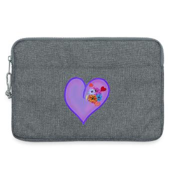 Cœur Printemps-Été aux Fleurs Colorées - Sacoche pour ordinateur portable 13 pouces - gris chiné - Devant