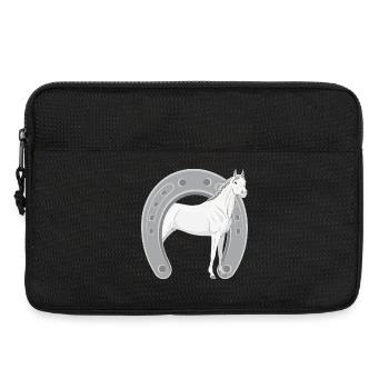Ein Abbayan-Pferd in einem umgedrehten Hufeisen - Laptoptasche 13" - Schwarz - Vorne