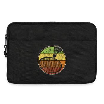 Vintage print with badminton racket and shuttlecock - Laptop bag 13" - black - Front