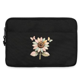 Sonnenblume Schmetterling Patchwork Vintage - Laptoptasche 13" - Schwarz - Vorne
