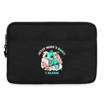 Chamäleon Aquarell - Jetzt wirds bunt - 1. Klasse - Laptoptasche 13" - Schwarz - Vorne