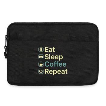 Essen Schlaf Kaffee Wiederholen Lustiges Kaffee-Liebhaber-Geschenk - Laptoptasche 13" - Schwarz - Vorne