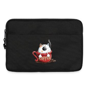 Müde Katze in der Kaffeetasse - Laptoptasche 13" - Schwarz - Vorne