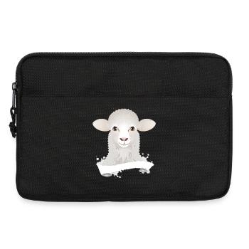 A cute sheep as a portrait with banner - Laptop bag 13" - black - Front
