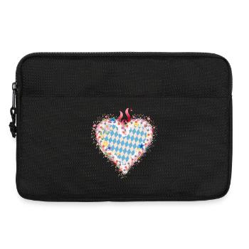 Forme de cœur en pain d’épices dans le style bavarois bleu et blanc - Sacoche pour ordinateur portable 13 pouces - noir - Devant